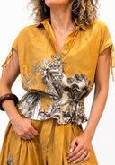 Vicolo - Camicia con cinturino fantasia palme