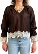 Susymix- Camicia V rifiniture in pizzo