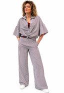 Vicolo - Pantalone palazzo in cotone a righe