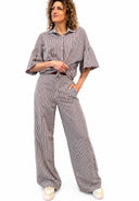 Vicolo - Pantalone palazzo in cotone a righe