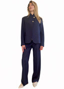 Vicolo - Completo gessato giacca collo alto bottoni araldici e pantalone palazzo