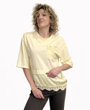Miamor - T-shirt con taschino e fondo in pizzo