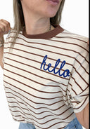 Vicolo - T-shirt righe “hello”