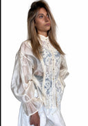 Vicolo - Camicia in pizzo con dettagli ricamati e manica ampia