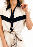 Vicolo - Camicia misto lino con nodo