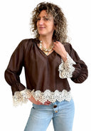 Susymix- Camicia V rifiniture in pizzo