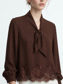Susymix- Camicia fiocco con inserti in pizzo