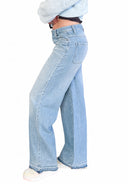 Please - Jeans wide leg con orlo sfrangiato
