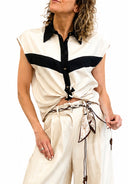 Vicolo - Camicia misto lino con nodo