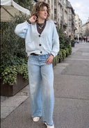 Please - Jeans wide leg con orlo sfrangiato