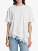 Miamor - T-shirt over con fondo asimmetrico in pizzo