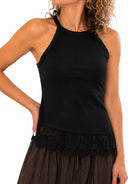 Susymix- Top a costine con fondo irregolare in macrmé