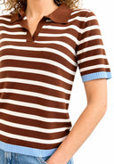 Susymix- Polo a righe in maglia con finiture a contrasto