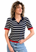 Susymix- Polo a righe in maglia con finiture a contrasto