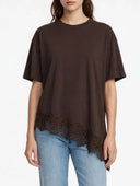 Miamor - T-shirt over con fondo asimmetrico in pizzo