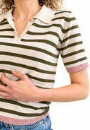 Susymix- Polo a righe in maglia con finiture a contrasto
