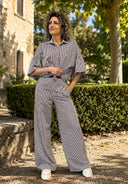 Vicolo - Pantalone palazzo in cotone a righe