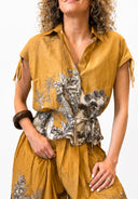 Vicolo - Camicia con cinturino fantasia palme