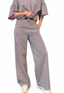 Vicolo - Pantalone palazzo in cotone a righe