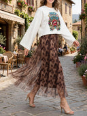 Susymix- Gonna lunga in tulle animalier