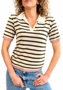 Susymix- Polo a righe in maglia con finiture a contrasto