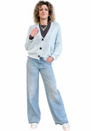 Please - Jeans wide leg con orlo sfrangiato