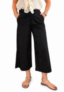 Susymix- Pantalone crop in cotone con elastico