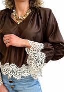 Susymix- Camicia V rifiniture in pizzo