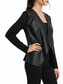 Susymix- Cardigan in ecopelle con maniche in tessuto