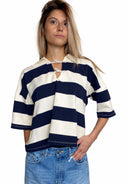 Vicolo - Polo rigata con agganciatura alamari