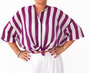 Vicolo - Twin set camicia in mussola righe+minigonna pareo