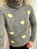 Maglioncino collo alto cuori