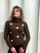 Maglioncino collo alto cuori