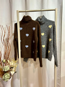 Maglioncino collo alto cuori