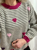Maglioncino righe cuoricini