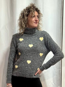 Maglioncino collo alto cuori