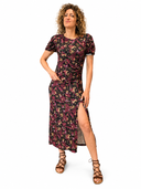 Vicolo - Abito midi floreale con drappeggio laterale e spacco