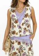 Susymix- Gilet viscosa e lino a fiori