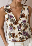 Susymix- Gilet viscosa e lino a fiori