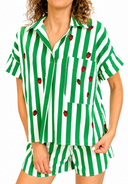 Vicolo - Camicia over righe fragole