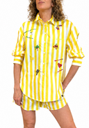 Vicolo - Camicia over a righe con ricami