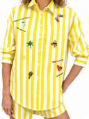 Vicolo - Camicia over a righe con ricami