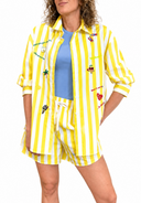 Vicolo - Camicia over a righe con ricami