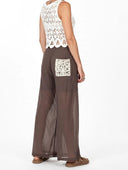 Vicolo - Pantalone in mussola di cotone con tasca in crochet