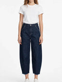 Please - Jeans barrel cropped sfrangiato