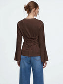 Vicolo - Maglietta in cotone con stringhe incrociate sul retro