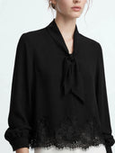 Susymix- Camicia fiocco con inserti in pizzo