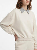 Susymix- Felpa con colletto camicia e bottoncino gioiello