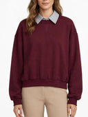 Susymix- Felpa con colletto camicia e bottoncino gioiello